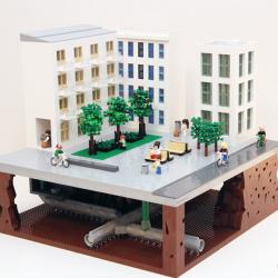 Modell av lego prototyp för Envac Avfallshantering